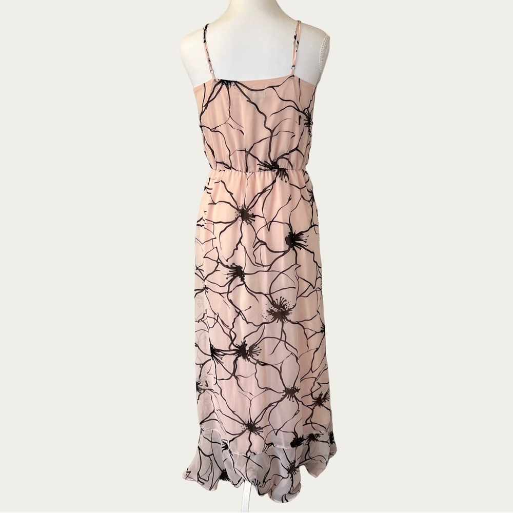 Banana Republic Baby Pink and Black Flowy Floral‎ Maxi Dress Size 4 - Picture 2 of 16